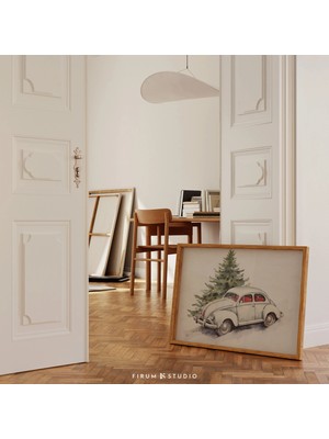 Ninastore Vintage Noel Dijital Indirilebilir Duvar Sanatı/ Noel Çiftlik Evi Sanat Baskısı | 0865
