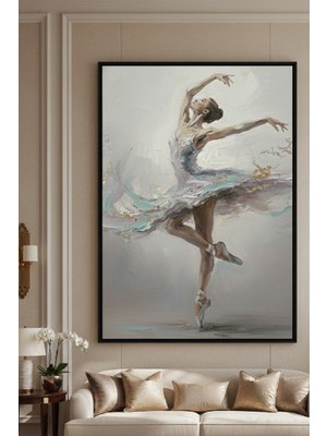 Safir Design Pastel Tonlarda Soyut Balerin Tasarımlı Çerçeveli Tablo