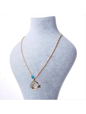 Renklime Ay Yıldız Figürlü Kolye