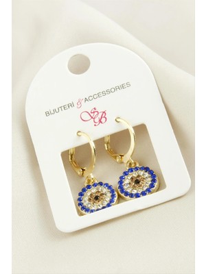 Renklime Nazar Taşlı Küpe