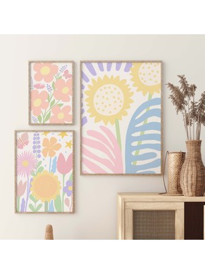 Ninastore Danimarka Pastel Dekorasyonu / 3'lü Baskı Seti / Çiçek Illüstrasyonu / Dijital Indirme / Pastel Bask