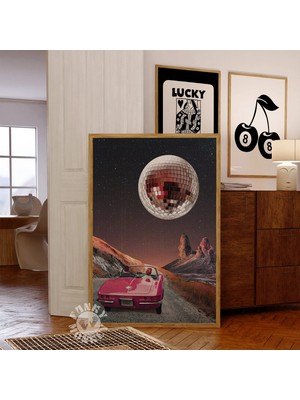 Ninastore Retro Kolaj Baskı/ Sürreal Sanat Baskısı/ Çölde Disko Topu Ayı/ Eğlenceli Duvar Sanatı/ Sürrealizm/