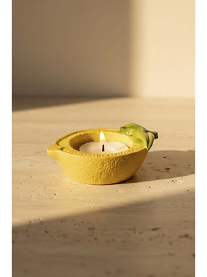 Limon Tasarımlı Dekoratif Sarı Mumluk