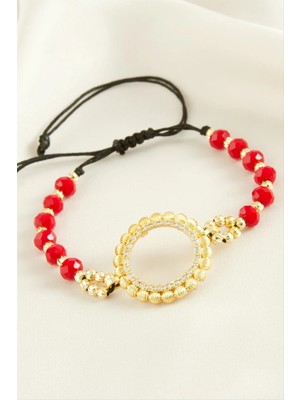 Renklime Çeyrek Altın Koyulabilir Kristal Taşlı Bileklik