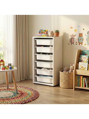 Moniev Kids 6 Sepetli Dolap Çok Amaçlı Dolap Oyuncak Dolabı MNV2601