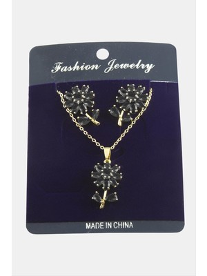 Renklime Papatya Zirkon Taşlı Set Kolye