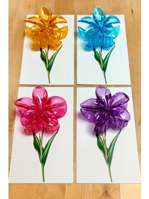 Renklime 100 Adet Şeffaf Renkli Lotus Toka 8 cm Kına Seti