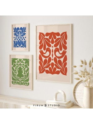 Ninastore Maksimalist Noel / 3'lü Yazdırılabilir Noel Seti / Renkli ve Parlak Noel Duvar Dekoru / Halk Noel Sa