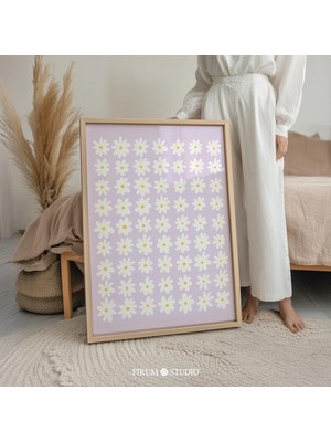 Ninastore Leylak Papatya Baskılı Duvar Sanatı/ Danimarka Pastel Çiçek Illüstrasyonu/ Dopamin Dekor Baskısı/ Öğ