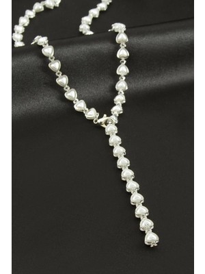 Renklime Kalp Zirkon Taşlı Çelik Y Kolye