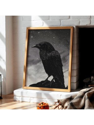 Ninastore Moody Raven Indirilebilir Cadılar Bayramı Sanat Baskısı/ Karanlık Estetik Apartman Duvar Sanatı/ Ürk