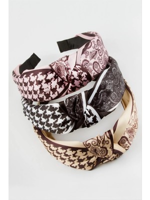 Renklime Fiyong Çini Desenli Saten Taç