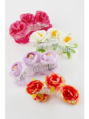 Renklime Çiçek Renkli Mandal Toka 11 cm