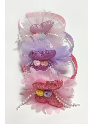 Renklime Kelebek Tüllü Çocuk Taç