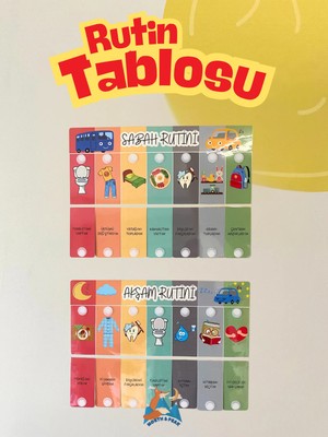 NORTH & PEAK Sabah ve Akşam Rutini Tablosu (Cırt Cırtlı) (Erkek Araba Temalı)