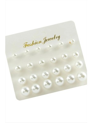 Renklime Kartlı Inci Küpe 24 Adet