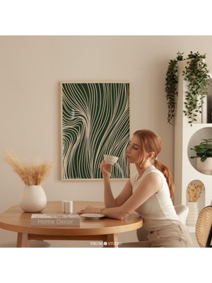 Ninastore Zümrüt Yeşili Soyut Çizgiler Sanat Baskısı/ Yazdırılabilir Duvar Sanatı/ Çizgi Sanatı Posteri/ Moder