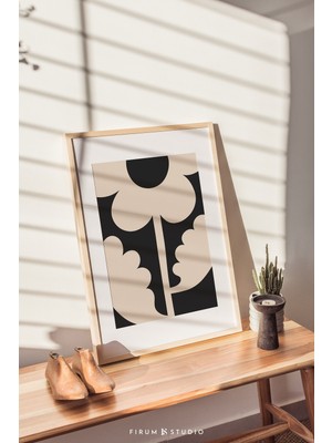 Ninastore Siyah ve Bej Soyut Çiçekli Indirilebilir Baskı / Hüzünlü Botanik Sanat / Koyu Estetik Dekorasyon / O