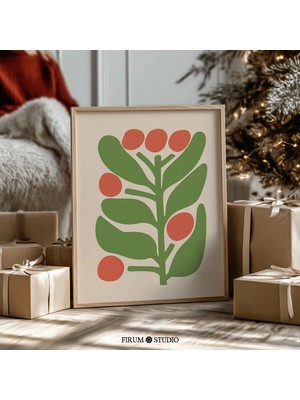 Ninastore Renkli Soyut Botanik Tatil Duvar Sanatı/ Modern Noel Baskılı Poster/ Maksimalist Şenlikli Dijital In
