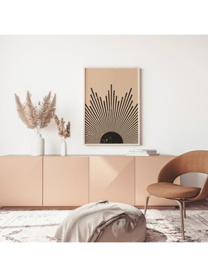 Ninastore Güneş Işınları Duvar Dekoru / Bej Siyah Duvar Sanatı / Orta Çağ Moderni / Dijital Indirme / Güneş Iş