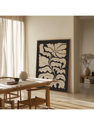Ninastore Duygusal Soyut Botanik Duvar Sanatı Indirilebilir Baskı - Siyah ve Bej Modern Daire Dekorasyonu | 05