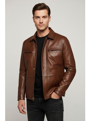 Deriderim Kim Kahverengi Hakim Yaka Hakiki Deri Mont