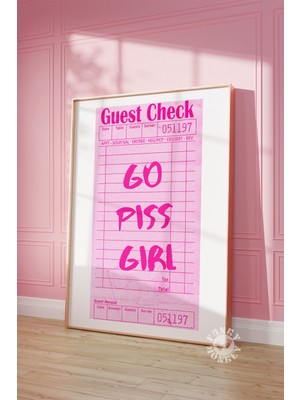 Ninastore Pembe Kız Çocuk Temalı Misafir Çeki Baskısı/ Hadi Işe Kızım/ Trend Duvar Sanatı/ Üniversite Yurt Oda