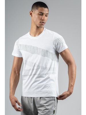 Maraton Regular Erkek Bisiklet Yaka  Beyaz T-Shirt