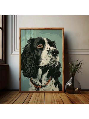 Ninastore Klasik Springer Spaniel Portresi: Retro Köpek Sever Sanat Baskısı