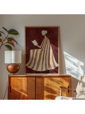 Ninastore Minimalist Kadın Kitap Okuyor Baskısı: Zarif Silüet Sanat Eseri (Dijital Indirme)