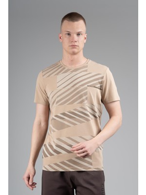 Maraton Regular Erkek Bisiklet Yaka  Açık Vizon T-Shirt