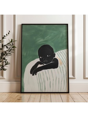 Ninastore Zümrüt Yeşili Bebek Sanat Baskısı: Soyut Minimalist Duvar Dekoru (Dijital Indirme)