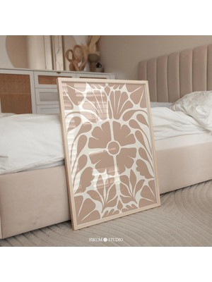 Ninastore Modern Çiftlik Evi Veya Kır Evi Tarzı Daire Dekorasyonu Için Nötr Bej Soyut Çiçekli Duvar Sanatı / K