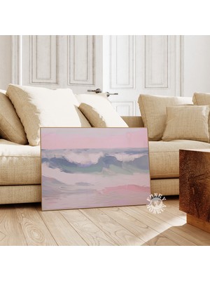 Ninastore Okyanus Dalgaları Sanat Baskısı / Pembe Pastel Şık Plaj Tablosu / Soyut Kıyı Sanatı / Kız Çocuk Apar