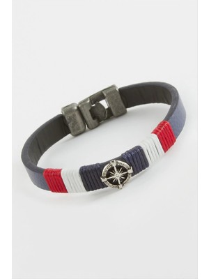 Renklime Pusula Kaliteli Suni Deri Bileklik