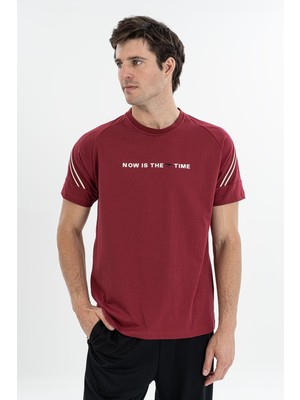 Maraton Comfort Erkek Bisiklet Yaka  Bordo- T-Shirt