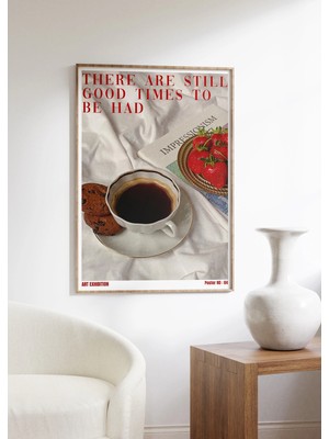 Ninastore Güzel Zamanlar Kahve ve Çilek Sanat Baskısı: 70'ler Retro Gazete Posteri