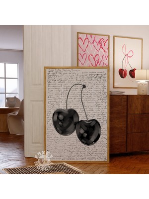 Ninastore Siyah Kiraz Baskısı/ Trend Duvar Sanatı/ Yazdırılabilir Poster/ Retro Eğlenceli Dekor/ Karanlık Este