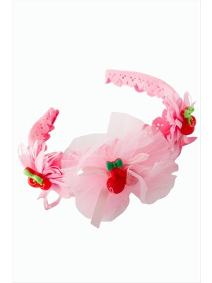 Renklime Kiraz Tüllü Çocuk Taç