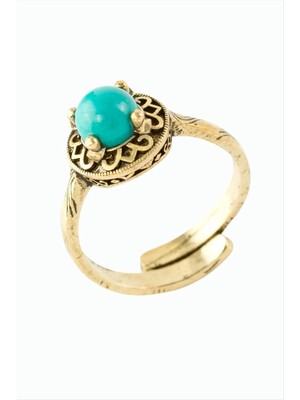 Renklime Yuvarlak Doğaltaşlı Otantik Yüzük