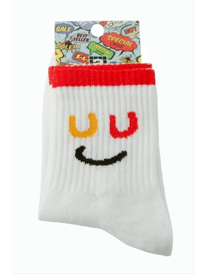 Renklime Emoji Kolej Çorap 8*28