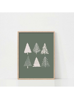 Ninastore Noel Ağacı Sanat Baskısı / Noel Duvar Sanatı / Modern Çiftlik Evi Tatil Dekorasyonu / Minimalist Noe