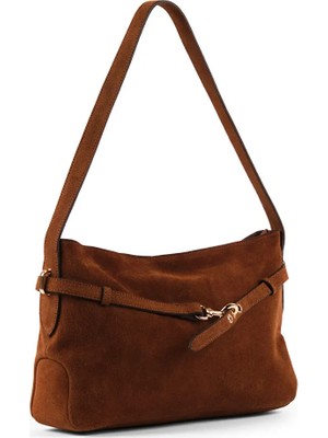 Faik Sönmez Gold Aksesuar Detaylı Gerçek Süet Omuz Çantası S26CNT007