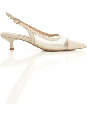 Manzo 25513 Hakiki Deri Tüllü Tokalı Köşe Burun Ökçeli Ayakkabı