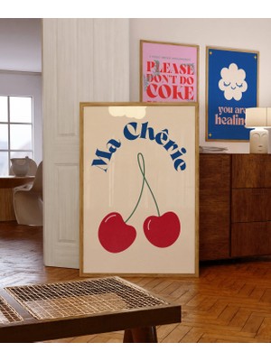 Ninastore Retro Cherry 'ma Chérie' Posteri: 70'ler Tarzı Eğlenceli Duvar Sanatı (Dijital Indirme)
