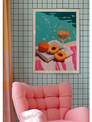 Ninastore Matisse Tarzı Şarap ve Şeftali Sanat Baskısı: Kitsch Mutfak Dekorasyonu