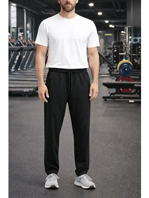 Jiber Sporcu Likra Ince Kumaş Cepleri Fermuarlı Erkek Eşofman Alt 2065