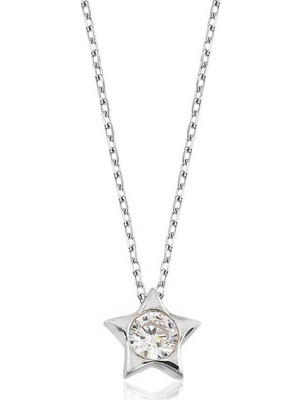 Marsilyan 925 Ayar Gümüş Tek Taş Yıldız Kadın Gümüş Kolye PT2610395 (72)