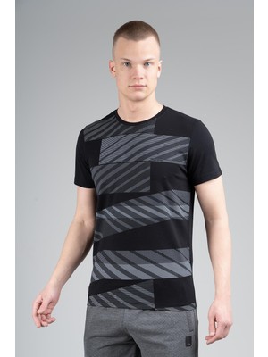 Maraton Regular Erkek Bisiklet Yaka  Siyah T-shirt