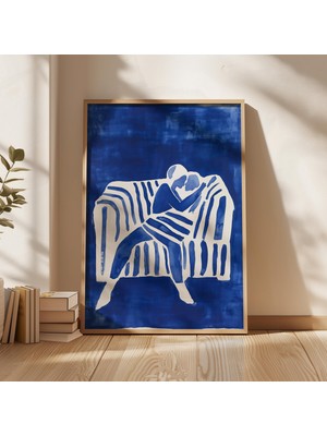 Ninastore Elektrik Mavisi Çift Sanat Baskısı: Soyut Minimalist Ev Dekorasyonu (Dijital Indirme)